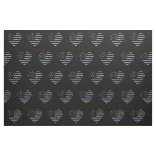 Police Thin Blue Line American Flag Herzmuster Stoff (Fat Quarter (45,7 x 55,9 cm))