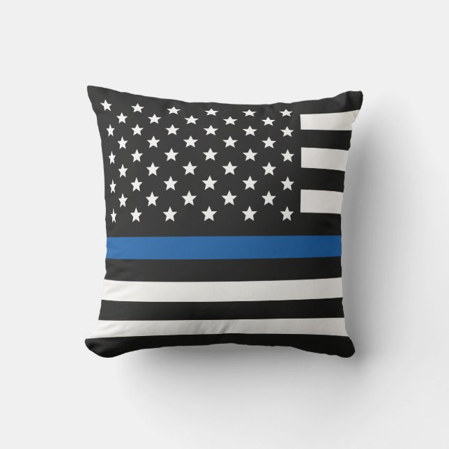 Police Thin Blue Line American Flag Kissen (Vorderseite)