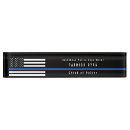 Police Thin Blue Line American Flag Mit Monogramm Namensplakette
