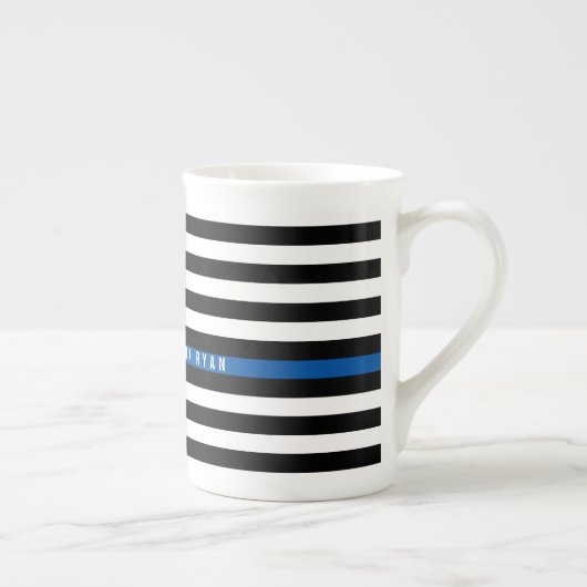 Police Thin Blue Line American Flag Mit Monogramm Porzellantasse (Rechts)