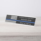 Police Thin Blue Line American Flag Mit Monogramm Schreibtischnamensplakette (Vorderseite )