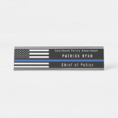 Police Thin Blue Line American Flag Mit Monogramm Schreibtischnamensplakette (Vorderseite )