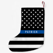 Police Thin Blue Line American Flag Monogram Kleiner Weihnachtsstrumpf (Rückseite)