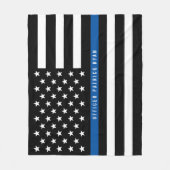 Police Thin Blue Line American Flag Monogram Med. Fleecedecke (Vorderseite)
