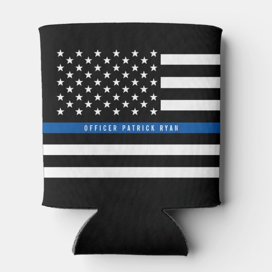 Police Thin Blue Line American Flag Monogram Name Dosenkühler (Rückseite)