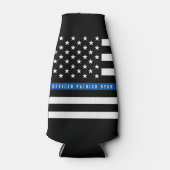 Police Thin Blue Line American Flag Monogram Name Flaschenkühler (Vorderseite)