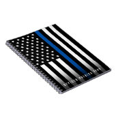 Police Thin Blue Line American Flag Monogram Name Notizblock (Rechte Seite)