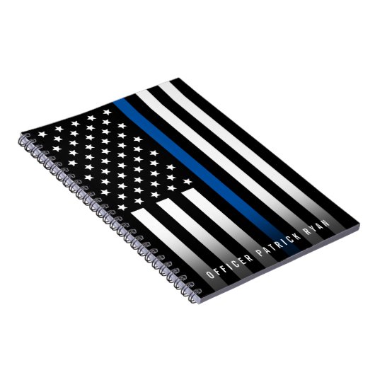 Police Thin Blue Line American Flag Monogram Name Notizblock (Rechte Seite)