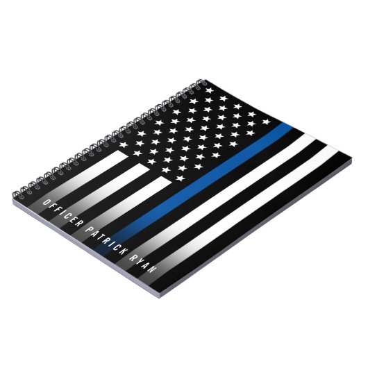 Police Thin Blue Line American Flag Monogram Name Notizblock (Linke Seite)