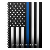 Police Thin Blue Line American Flag Monogram Name Notizblock (Vorderseite)
