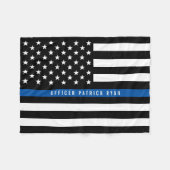 Police Thin Blue Line American Flag Monogram Small Fleecedecke (Vorderseite (Horizontal))