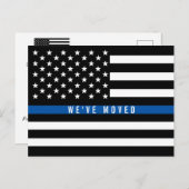 Police Thin Blue Line American Flag Moving Ankündigungspostkarte (Vorne/Hinten)