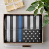 Police Thin Blue Line American Flag Name 10x15 Seidenpapier (Geschenk)