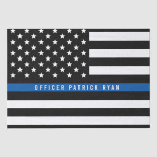 Police Thin Blue Line American Flag Name 15x20 Seidenpapier