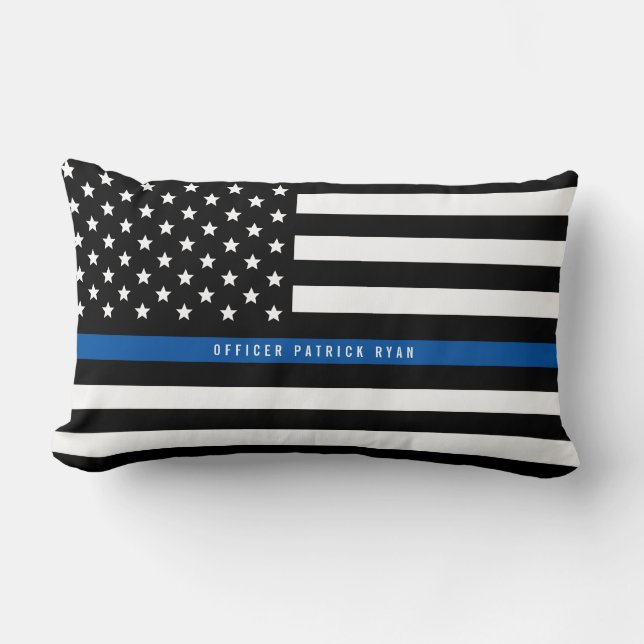 Police Thin Blue Line American Flag Name Lendenkissen (Vorderseite)