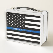 Police Thin Blue Line American Flag Name Metall Brotdose (Rückseite)