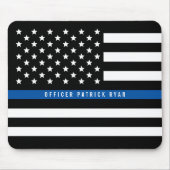 Police Thin Blue Line American Flag Name Mousepad (Vorne)