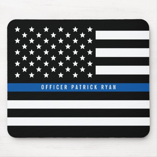 Police Thin Blue Line American Flag Name Mousepad (Vorne)