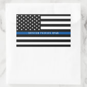 Police Thin Blue Line American Flag Name Rechteckiger Aufkleber (Tasche)