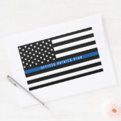 Police Thin Blue Line American Flag Name Rechteckiger Aufkleber (Umschlag)