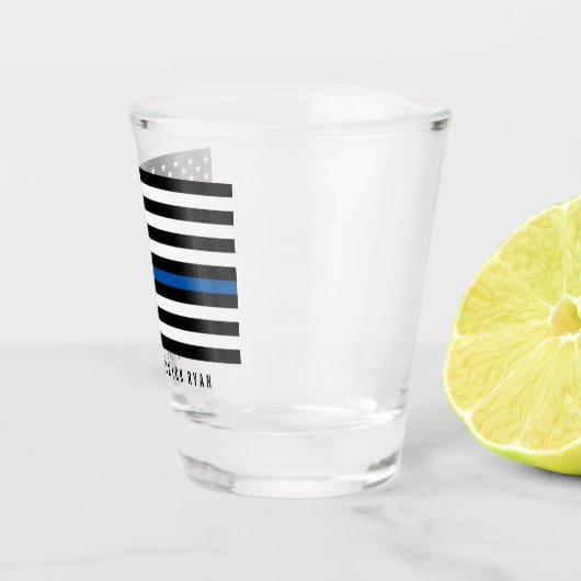 Police Thin Blue Line American Flag Name Schnapsglas (Rechts)