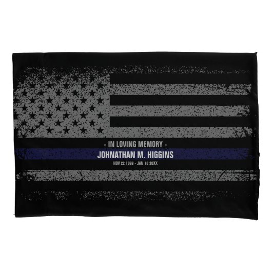 Police Thin Blue Line American Flag Pillowcase Kissenbezug (Vorderseite)