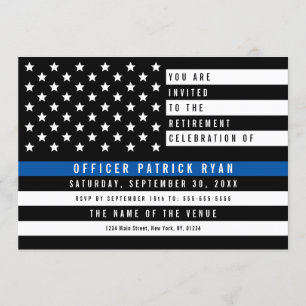 Police Thin Blue Line American Flag Retirement Einladung