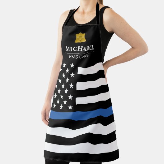 Police Thin Blue Line American Flag Schürze (InSitu)