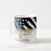 Police Thin Blue Line American Flag Vielen Dank Kaffeetasse (Vorderseite Links)