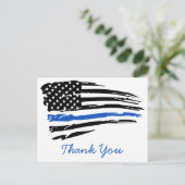 Police Thin Blue Line American Flag Vielen Dank Postkarte (Stehend Vorderseite)