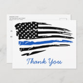 Police Thin Blue Line American Flag Vielen Dank Postkarte (Vorne/Hinten)