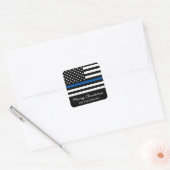 Police Thin Blue Line American Flag Weihnachten Quadratischer Aufkleber (Umschlag)