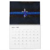 Police Thin Blue Line Cross und Ribbon Kalender (Mär 2027)