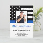 Police Thin Blue Line Custom Foto Retirement Einladung (Stehend Vorderseite)
