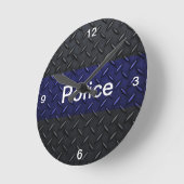 Police Thin Blue Line Diamond Plakatuhr Runde Wanduhr (Winkel)