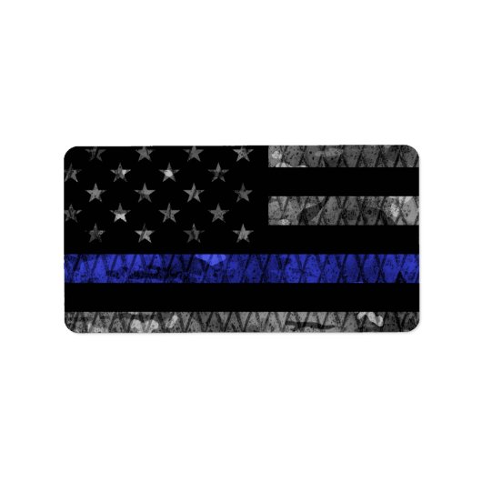 Police Thin Blue Line Flag Adressaufkleber (Vorne)