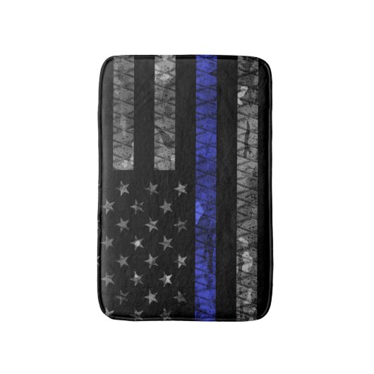 Police Thin Blue Line Flag Badematte (Vorderseite Vertikal)