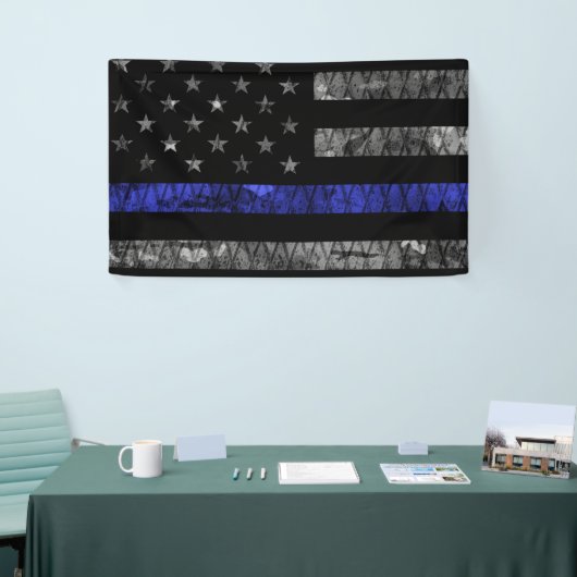 Police Thin Blue Line Flag Banner (Messeveranstaltung)