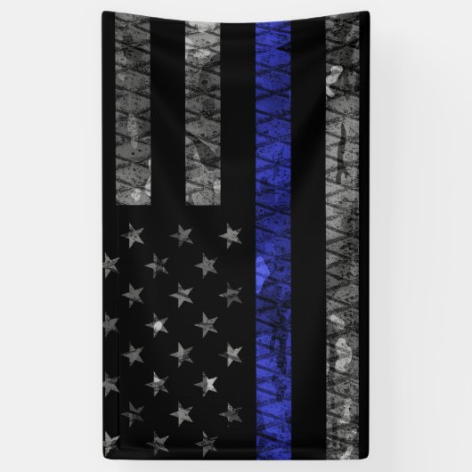 Police Thin Blue Line Flag Banner (Vertikal)