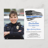 Police Thin Blue Line Flag Custom Foto Abschluss Ankündigungspostkarte (Vorderseite)