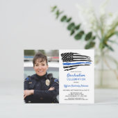 Police Thin Blue Line Flag Custom Foto Abschluss Ankündigungspostkarte (Stehend Vorderseite)
