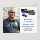 Police Thin Blue Line Flag Custom Foto Retirement Ankündigungspostkarte (Vorderseite)