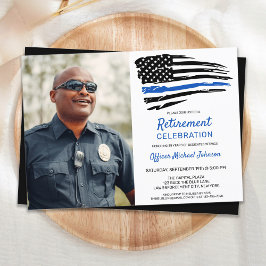 Police Thin Blue Line Flag Custom Foto Retirement Einladung