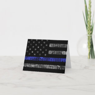 Police Thin Blue Line Flag Dankeskarte