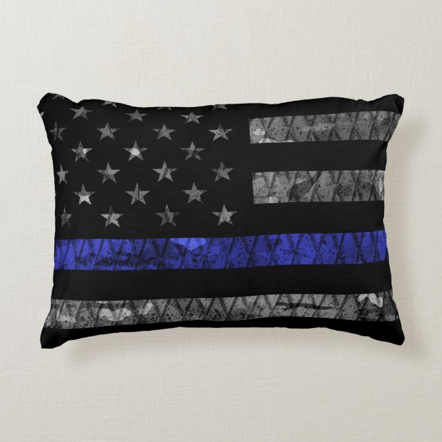 Police Thin Blue Line Flag Dekokissen (Vorderseite)