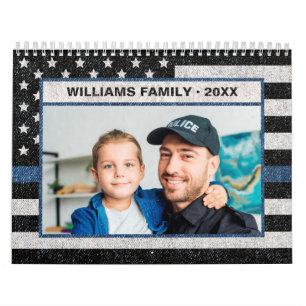 Police Thin Blue Line Flag Family Foto 2022 Kalender