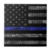 Police Thin Blue Line Flag Fliese (Vorderseite)