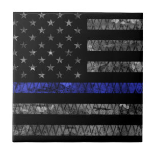 Police Thin Blue Line Flag Fliese