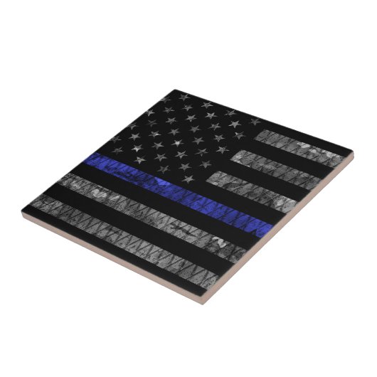 Police Thin Blue Line Flag Fliese (Seite)