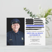 Police Thin Blue Line Flag Foto Rentirement Einladung (Stehend Vorderseite)